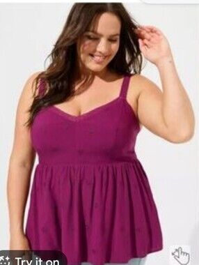 🌿🍒 Torrid Plus Size Peplum Cami Top Size 3 (3X) 🍒🌿